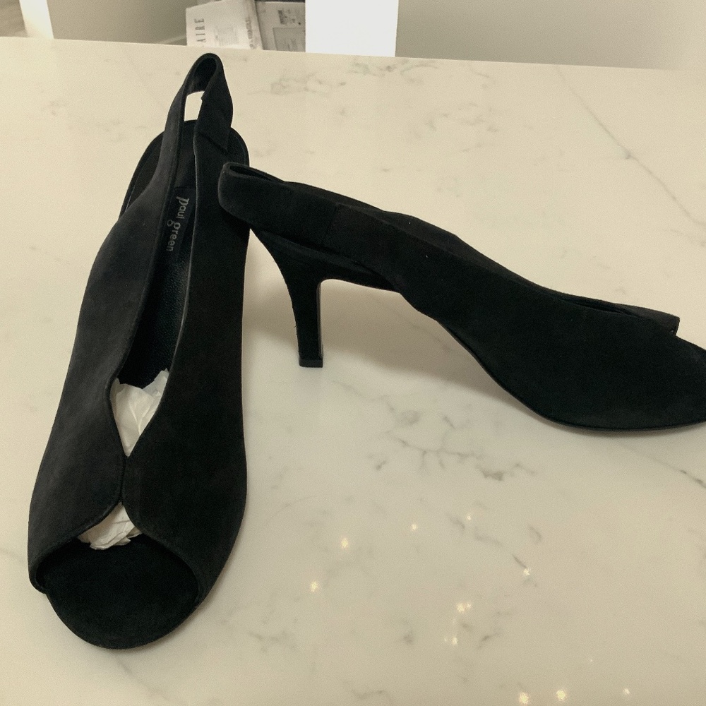 Paul Green Suede Peep Toe Slingback Heels